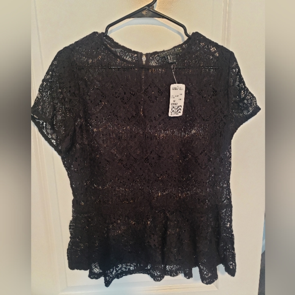 FOREVER 21 black lacey baby doll shirt